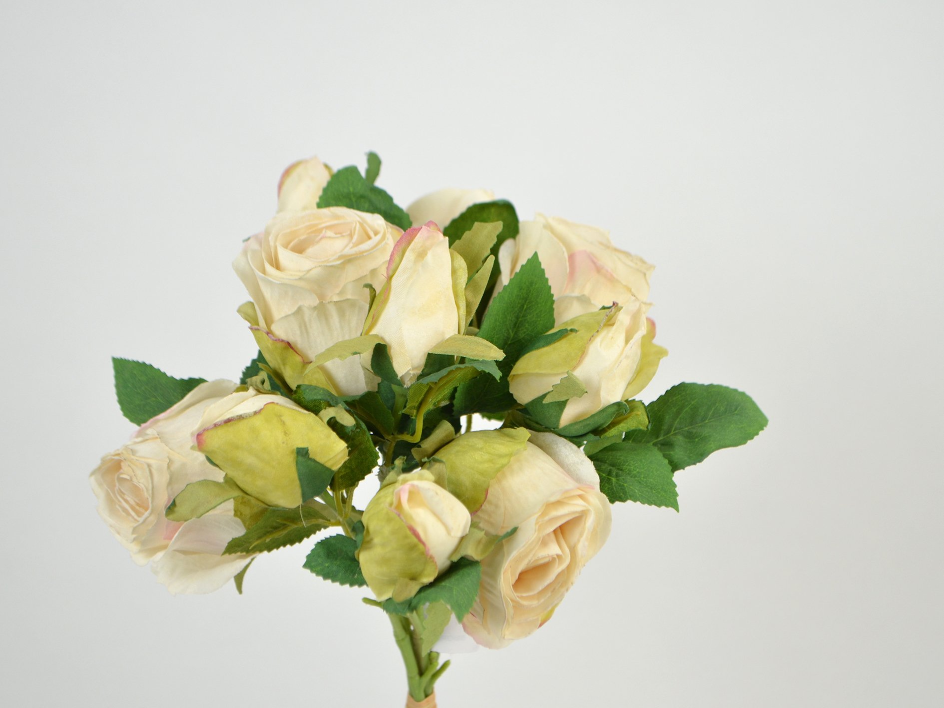 DEKO FLORALE Buket Med 5 Roser 37 Cm Cream Kunstige Roser