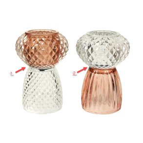 Speedtsberg, Lysestage i krystalglas, D9x14cm., lyserd/klar