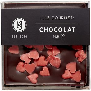 Lie Gourmet, Mrk chokolade rde hjerter, 60g. 