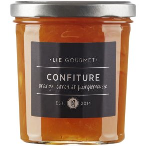 Lie Gourmet, Marmelade,  appelsiner, citroner og grape, 370 g. 