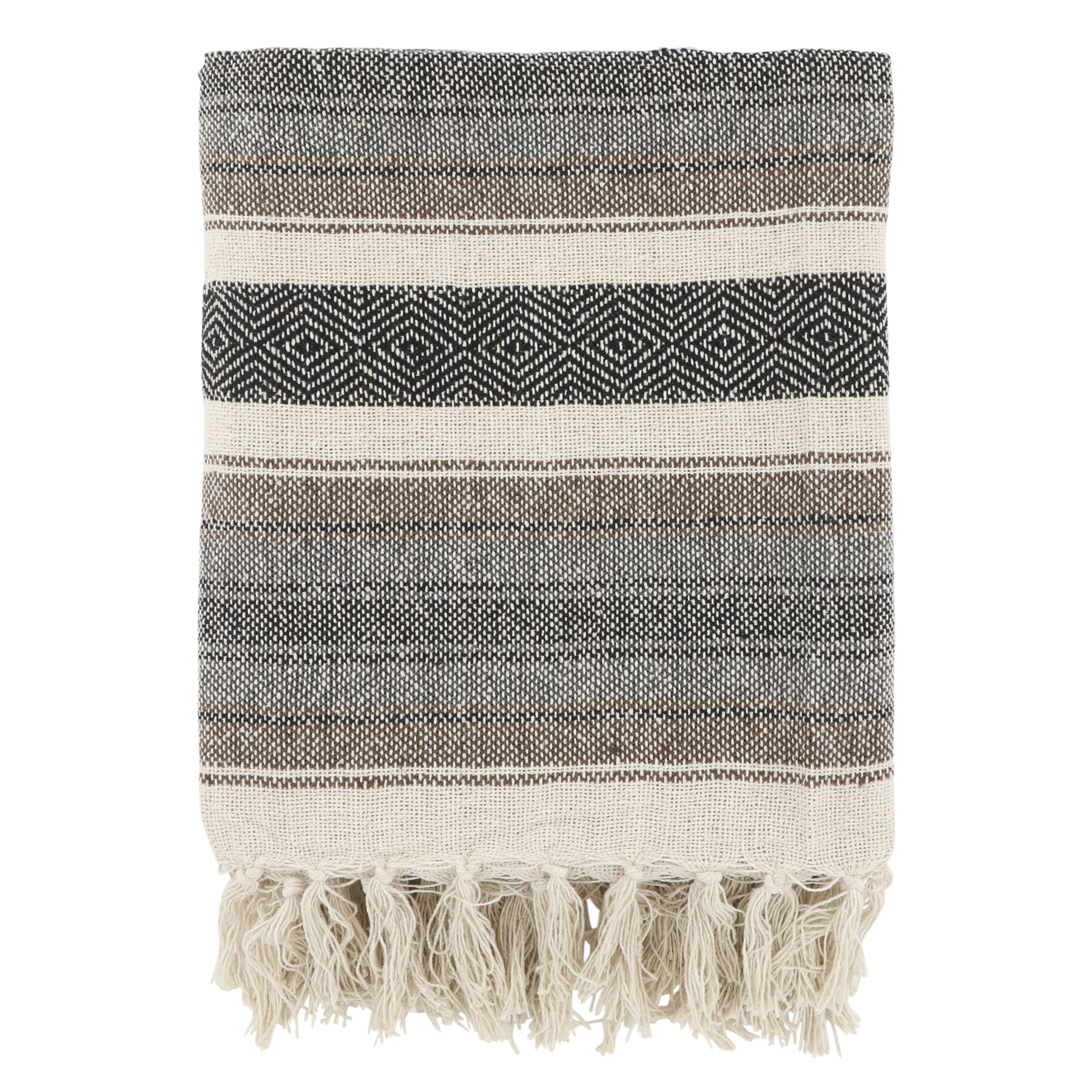 Chic Antique, Aix Plaid af overskudsgarn, mocca og sort