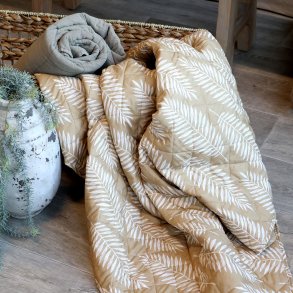 Chic Antique, Aix vintage quilt, 180 x 130 cm., tropisk blomstermnster, beige/hvid