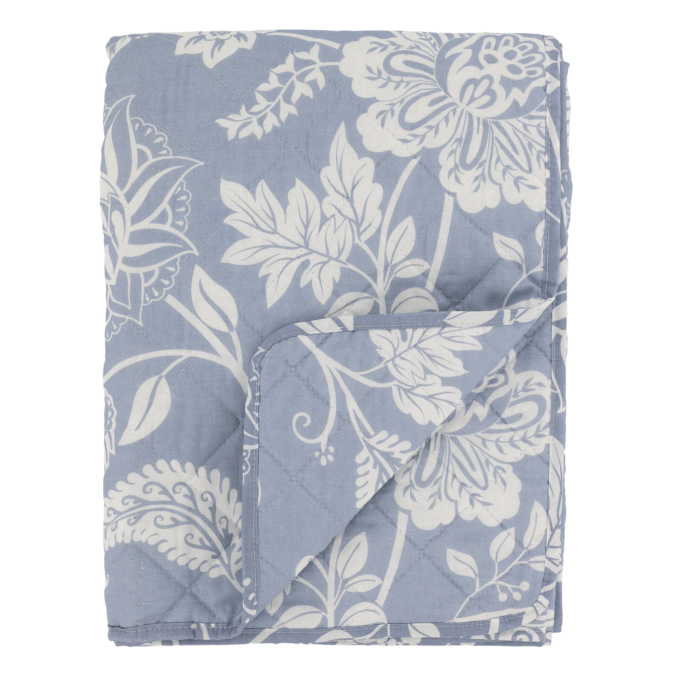 Chic Antique, Aix vintage quilt, 180 x 130 cm., blomstermnster bl/hvid