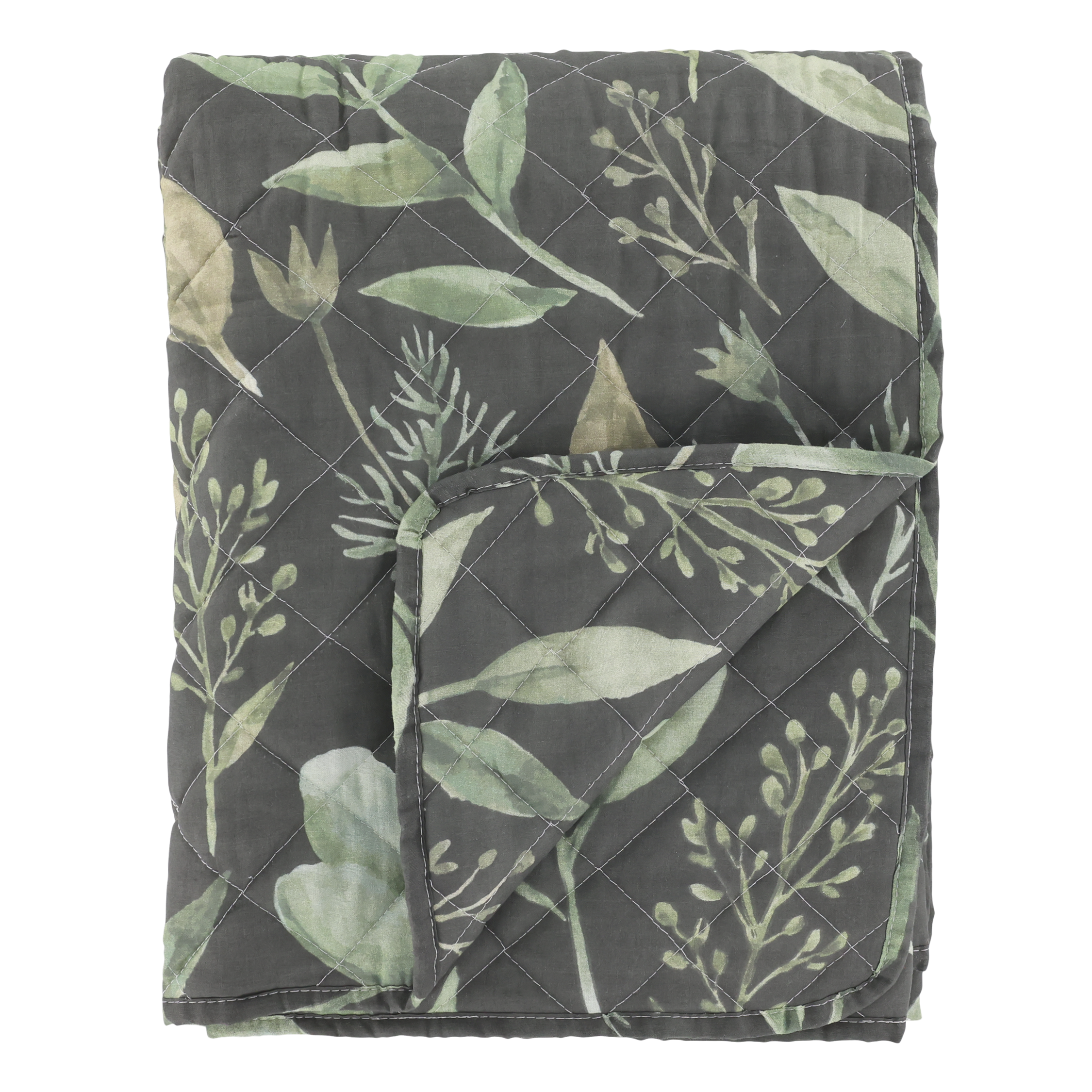 Chic Antique, Aix Quilt, 180 x 130 cm., Blomster, oliven/midnight