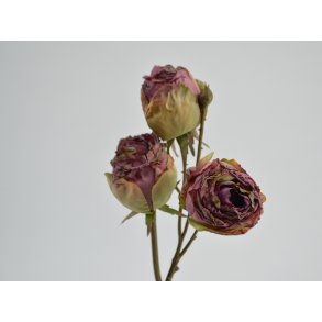 DEKO FLORALE, Tr rosengren med 3 roser, 76cm, Bordeaux grn