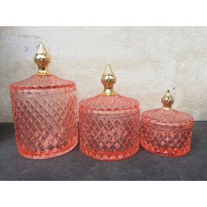 Clayre & Eef, krukke med guldkant, lyserd