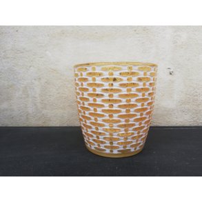 Clayre & Eef, Lysestage, hvid/guld, 9xH9cm.