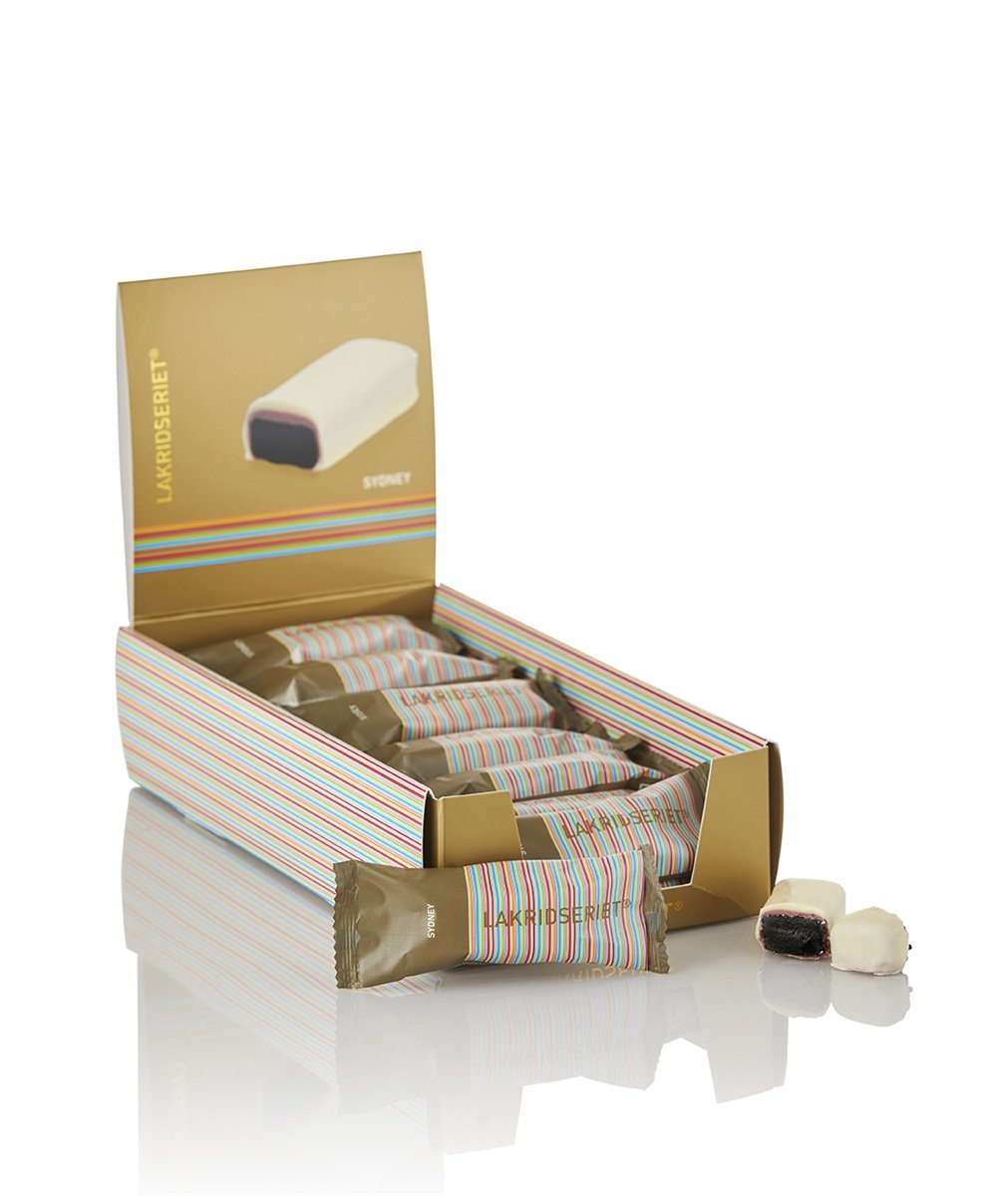 Lakridseriet, 50g Sydney, Dob. overt. R�d/Hvid chokolade, 