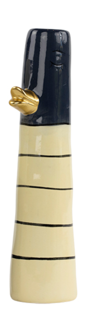 Speedtsberg, Vase med ansigt og gylden nse, gul/bl, D5xH17 cm.