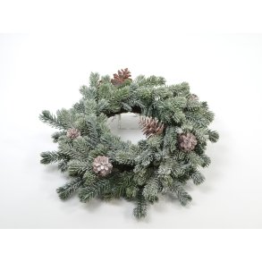 DEKO FLORALE, Krans med gran og kogler, 35 cm.