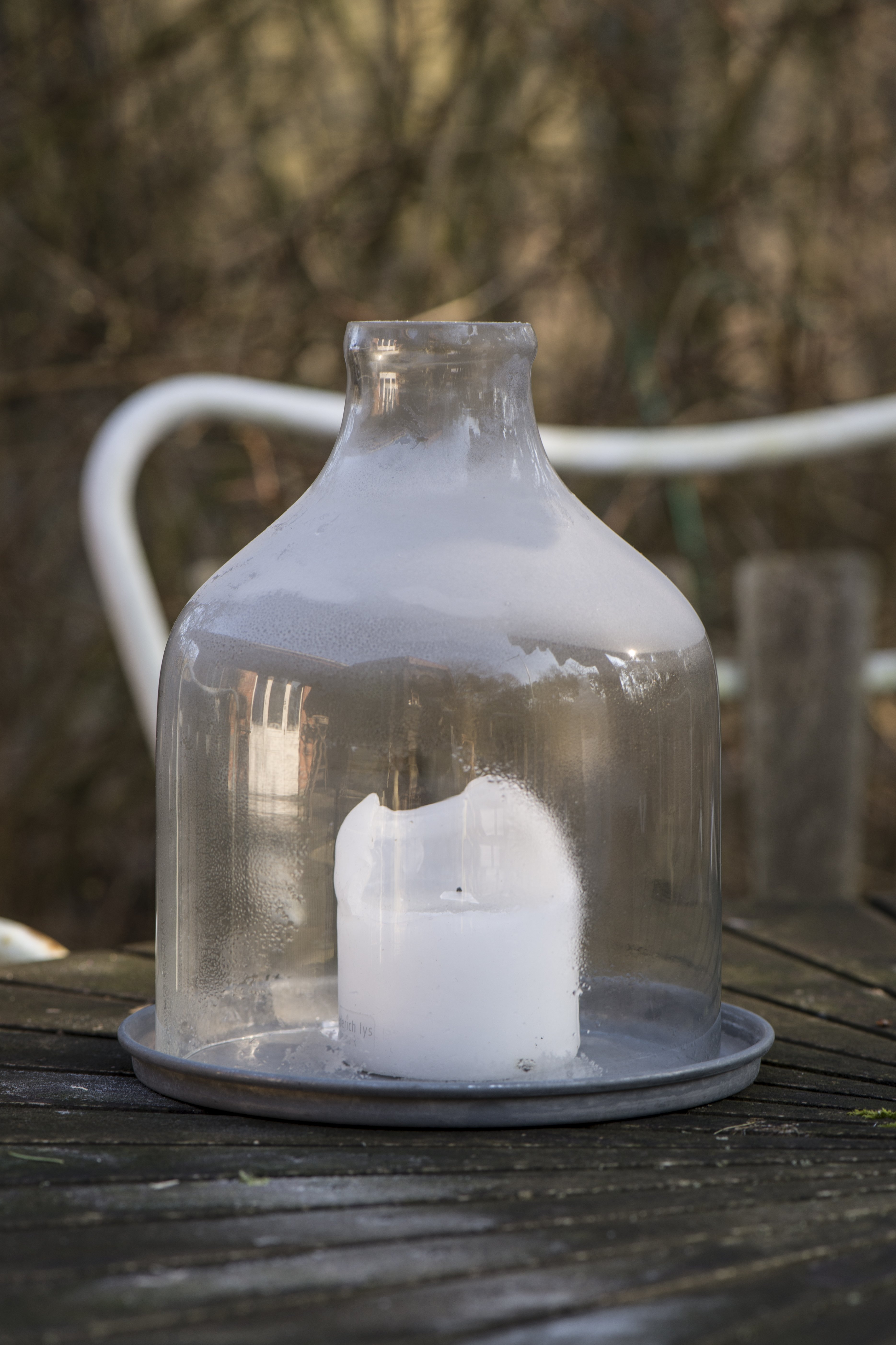 Ib Laursen, Lysbakke med kant, gr, 19,5 cm.