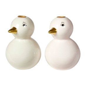 Speedtsberg, And til kertelys, 10 cm., Offwhite/rosa