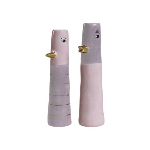 Speedtsberg, Vase med ansigt og gylden nse, rosa/lilla, 18 cm.