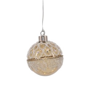 La Vida, Julekugle med rhinsten, LED (6H timer), latte