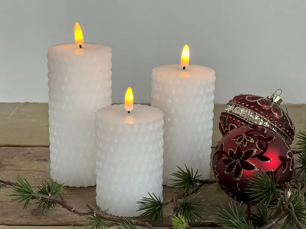 La Vida, LED Bloklys med mnster, D7 cm, hvid