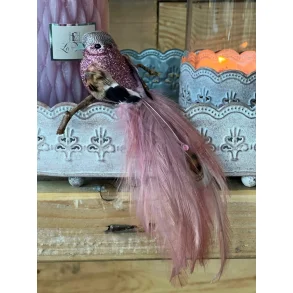 La Vida, Deko fugl med glimmer, rosa