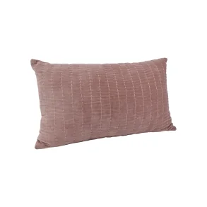 La Vida, Velour pude med fyld og lynls, rosa, 30 x 50 cm.