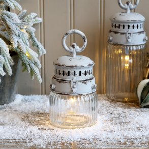 Chic Antique, Fransk stald Lanterne med riller inkl. pre og timer, antique hvid