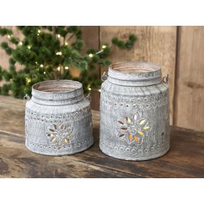 Chic Antique, Lanterne med mnster og hank, antique zink