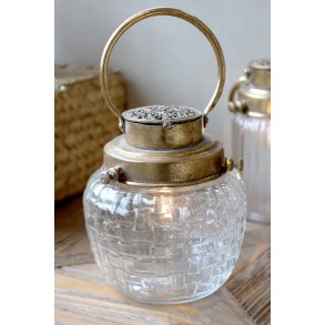 Chic Antique, Fransk Staldlanterne inkl. p�re & timer, antique messing, H17 cm