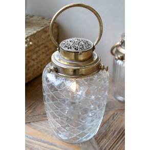 Chic Antique, Fransk Staldlanterne inkl. p�re & timer, antique messing