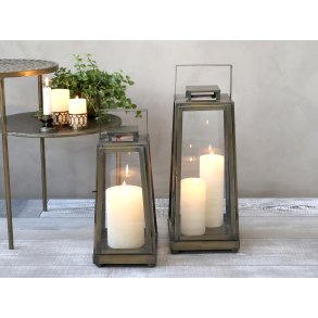 Chic Antique, Lanterne med glas, antique messing