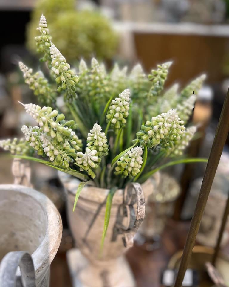 DEKO FLORALE, Kunstig perlehyacint, creme/grn