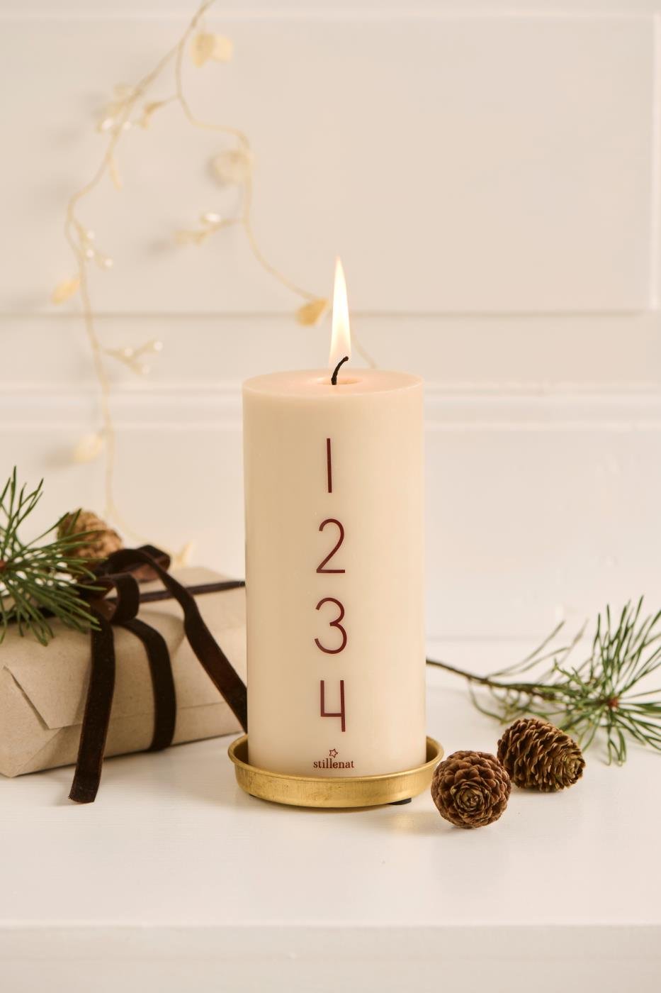 Ib Laursen, Adventslys 1-4, kit m/rustik brune tal, stearin, svanemrket