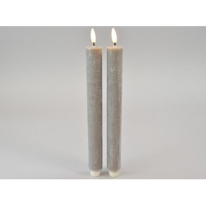 DEKO FLORALE, Kronelys, LED 3/H29 cm., mrk gr, 2 stk.