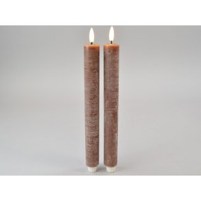 DEKO FLORALE, Kronelys, LED 3/H29 cm., brun, 2 stk.