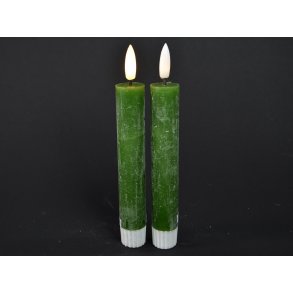 DEKO FLORALE, Bedelys (14 cm.) LED, mrk grn, 2 stk., 2. sortering