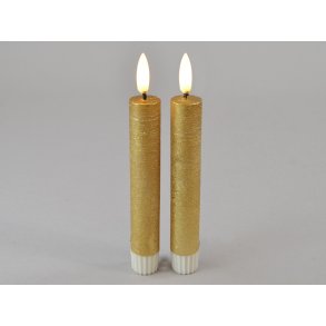 DEKO FLORALE, Bedelys (14 cm.) LED, guld, 2 stk.