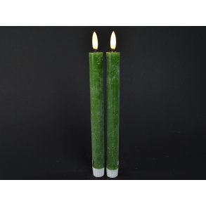 DEKO FLORALE, Kronelys (24 cm.) LED, mrk grn, 2 stk., 2. sortering