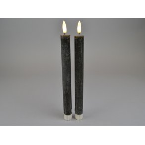 DEKO FLORALE, Kronelys (24 cm.) LED, sort, 2 stk., 2. sortering