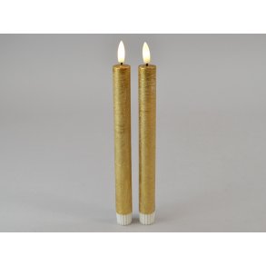 DEKO FLORALE, Kronelys (24 cm.) LED, Guld, 2 stk.