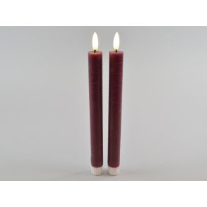 DEKO FLORALE, Kronelys (24 cm.) LED, vin rd, 2 stk.