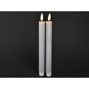 DEKO FLORALE, Kronelys med riller (24 cm.) LED, gr, 2 stk.