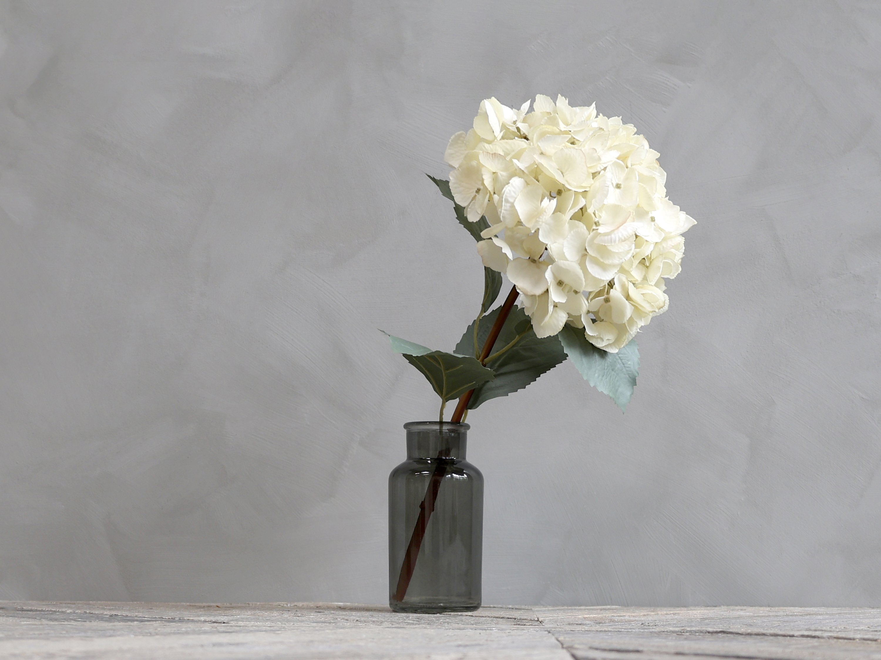 Chic Antique, Fleur Hortensia med blade, H80 cm., creme