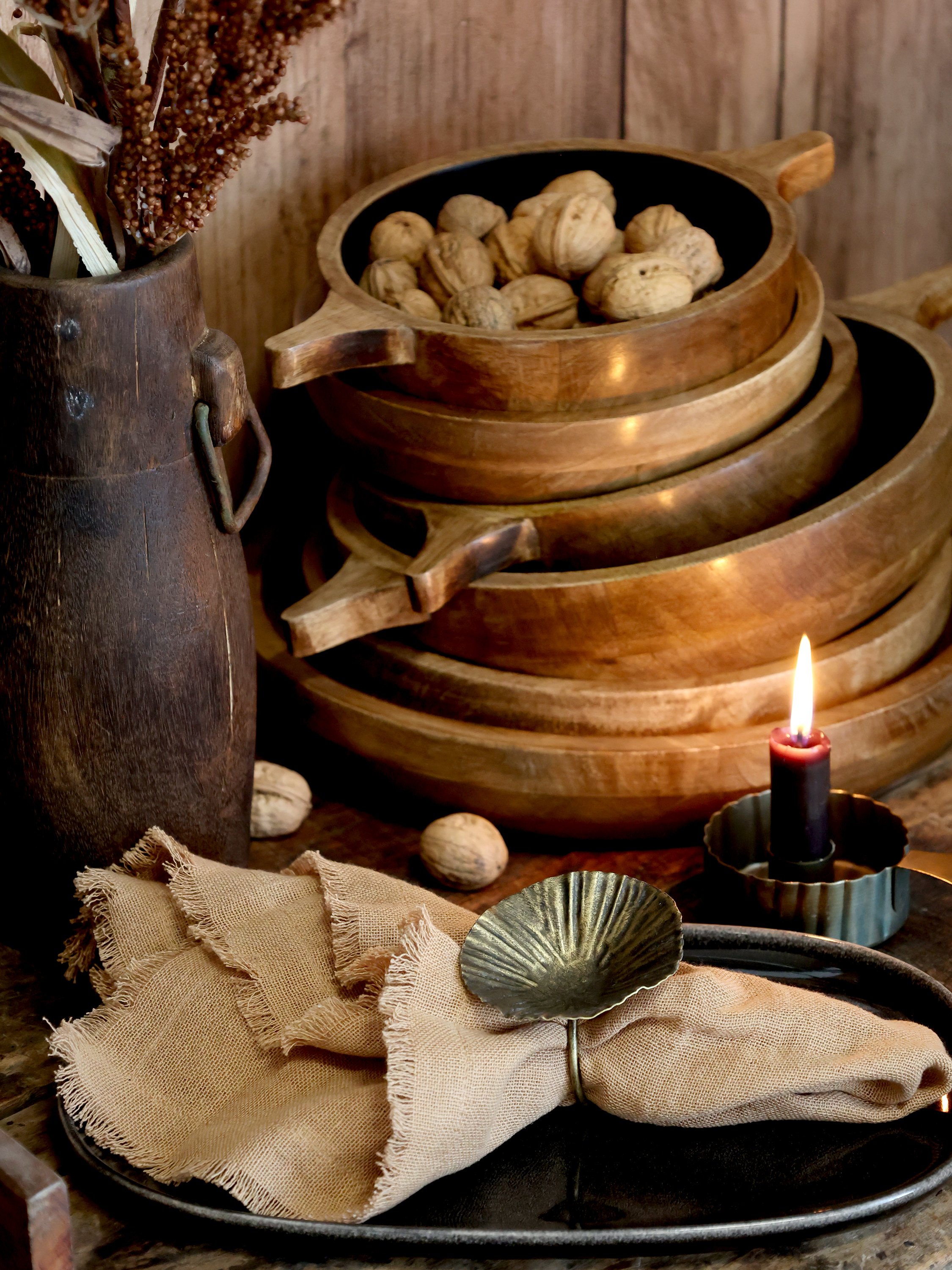 Chic Antique, Servietring med blomst, antique messing
