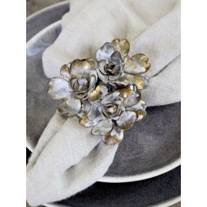 Chic Antique, Servietring med tre blomster, antique messing