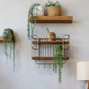 Chic Antique, Gl. hylde med 5 knager, antique messing