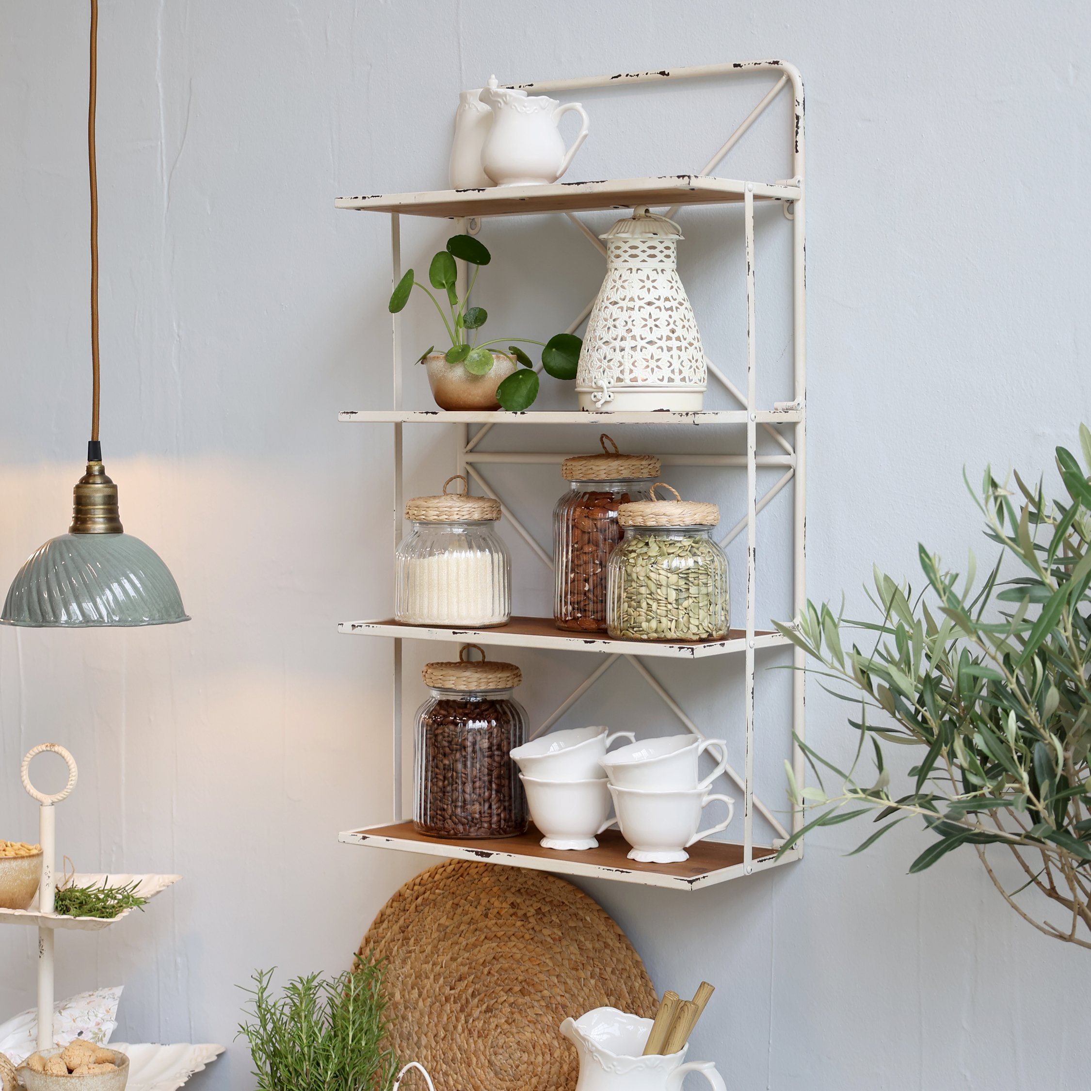 Chic Antique, Reol med 4 hylder til v�g