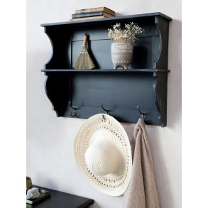 Chic Antique, Sort hylde med 3 knager.