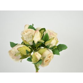 DEKO FLORALE, Buket med 5 roser, 37 cm., Cream