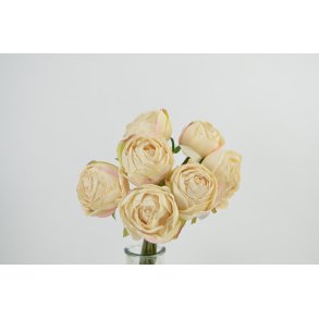 DEKO FLORALE, Buket med 7 roser, 35 cm., Cream