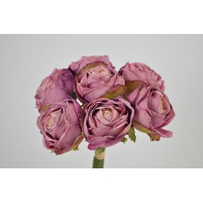 DEKO FLORALE, Buket med 7 roser, 35 cm., Lilla