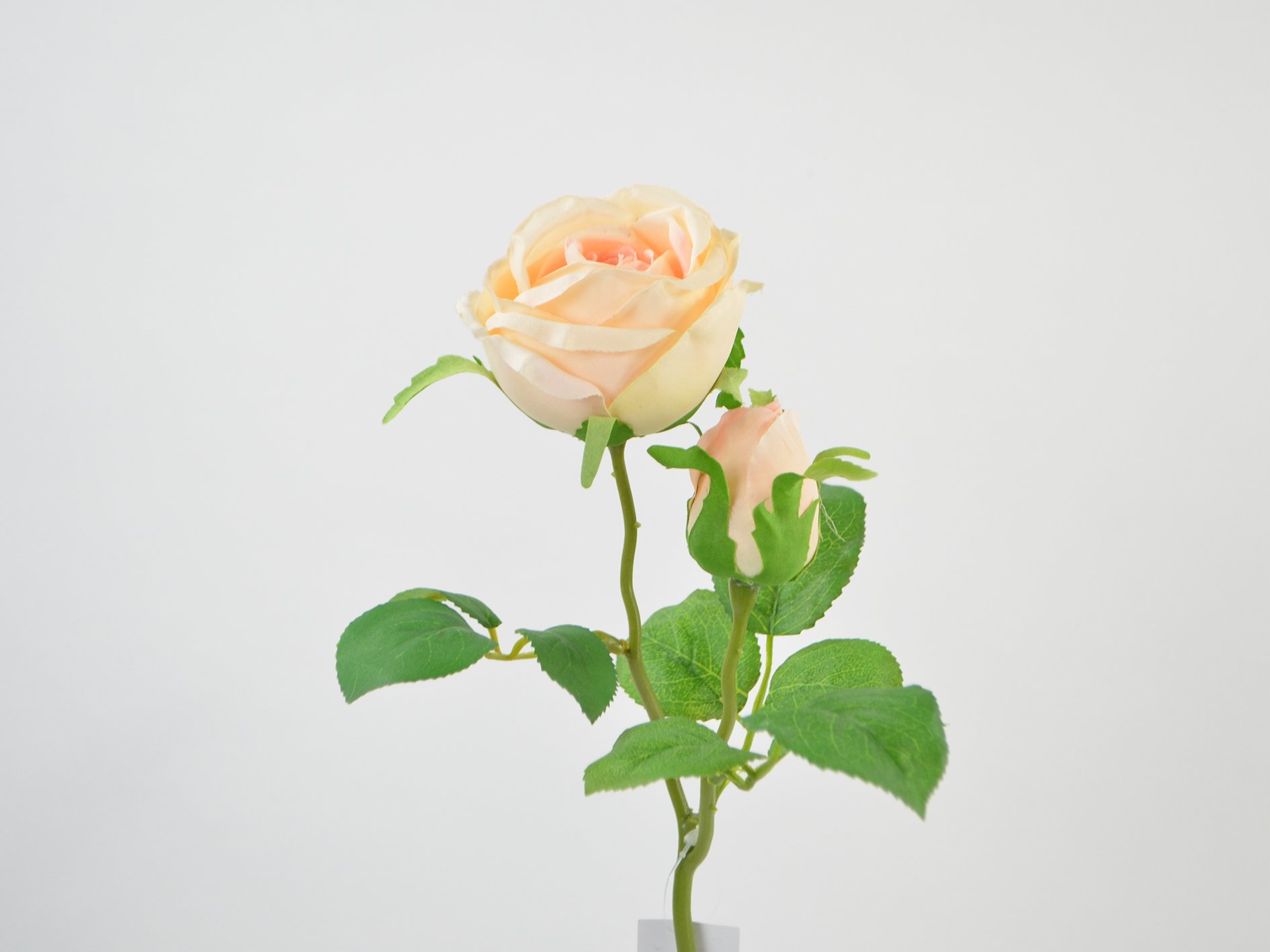 FLORALE, Rose, 1 blomst, 1 knop, cm, fersken - Kunstige planter - Lykkesholm.nu