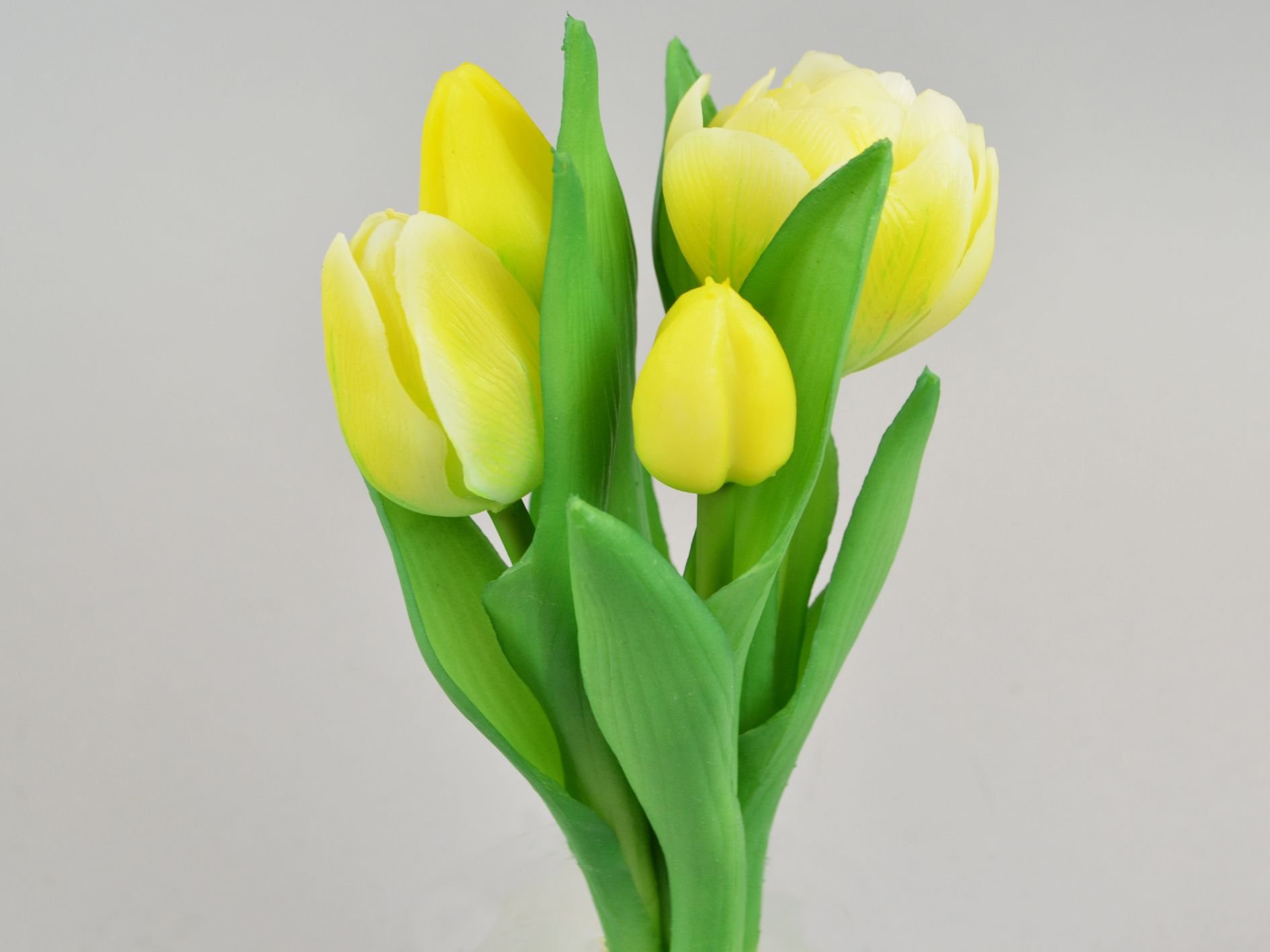 DEKO FLORALE, Kunstig tulipan bundt (naturtro), 4 stk., 21 cm, gul