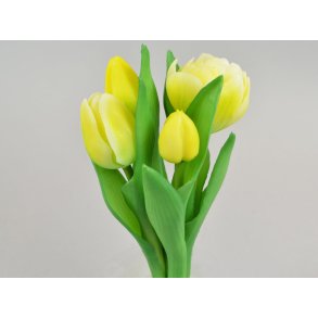 DEKO FLORALE, Kunstig tulipan bundt (naturtro), 4 stk., 21 cm, gul