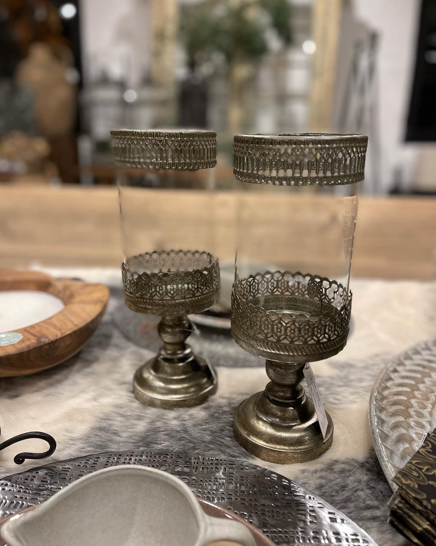 DEKO FLORALE, Lanterne i metal med glas og deko